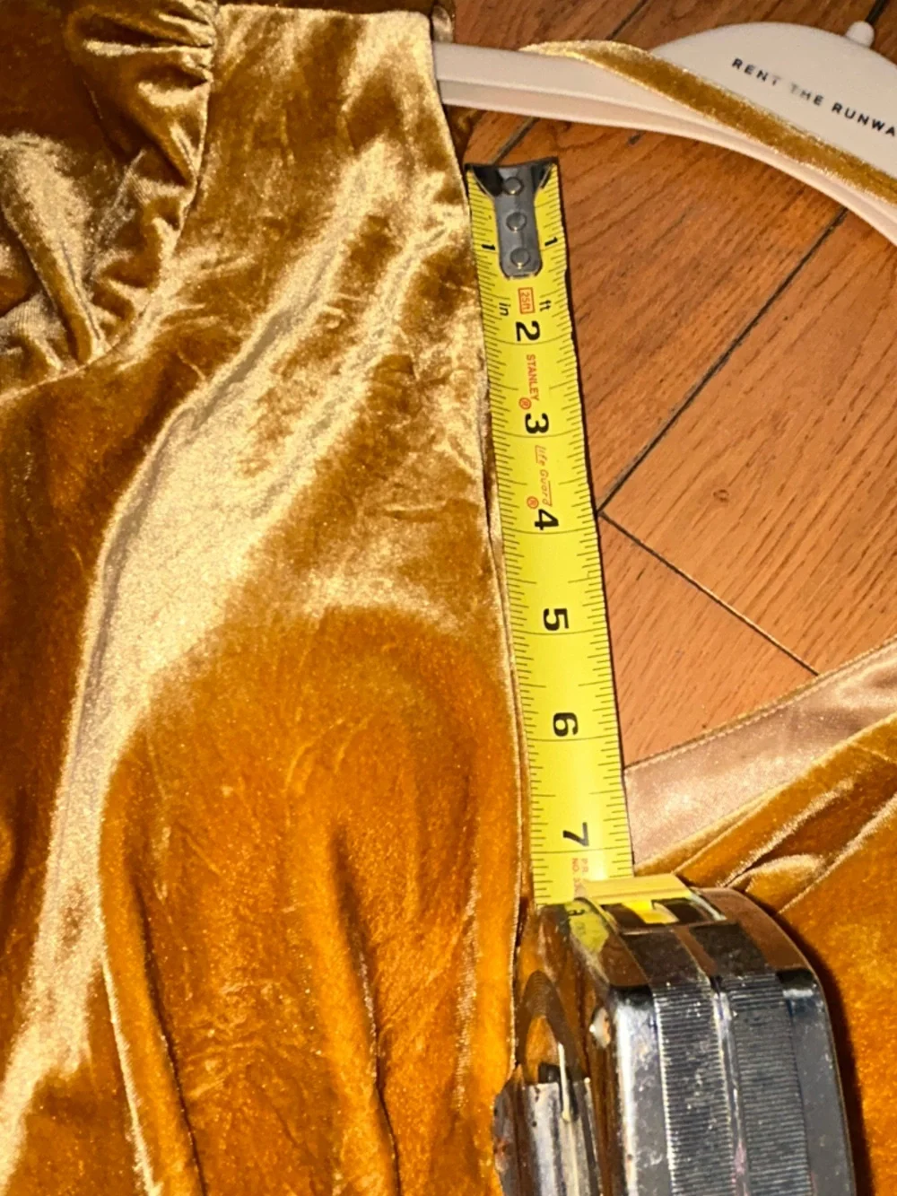 Revelry Giselle Velvet Gold long elegant Dress with an open v neck back Size 4 - Picture 11 of 11